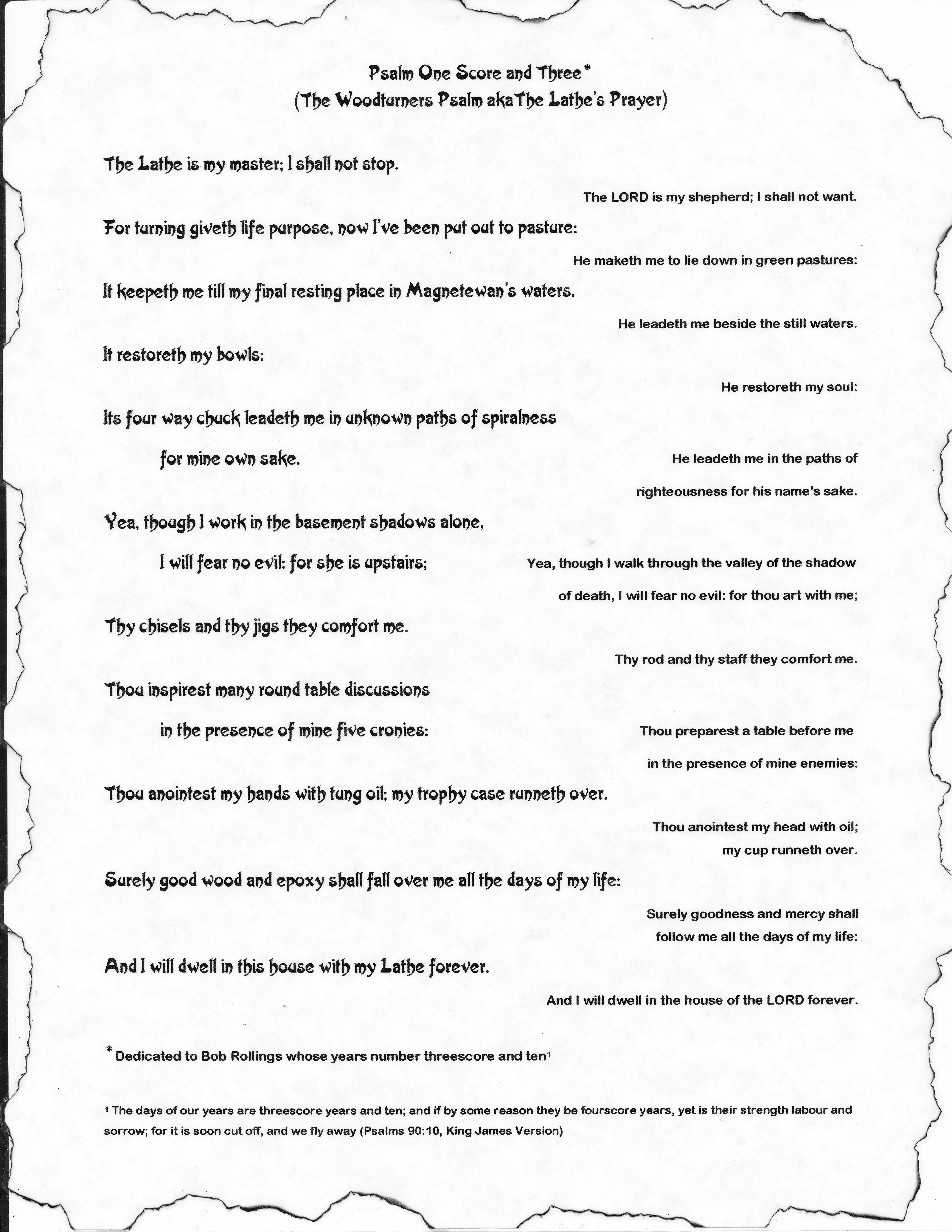 Woodturner's prayer